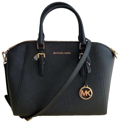 michael kors ciara saffiano leather med-messenger in black|Michael Kors Ciara Medium Saffiano Leather Messenger Bag.